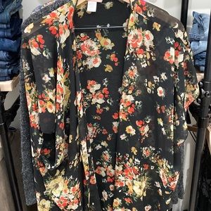 Band of Gypsies Black Floral Kimono